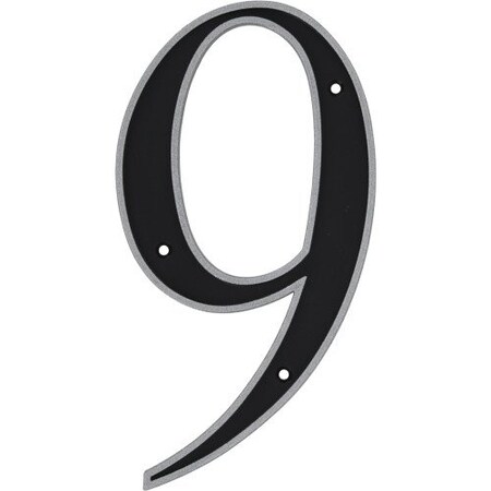 Hillman HILLMAN 6 in. Reflective Black Plastic Nail-On Number 9 1 pc, PK3 844819